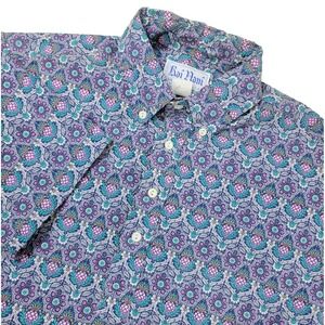 Kai Nani Mens Medium Multicolor Floral Pineapple Hawaiian Button Down Polo USA